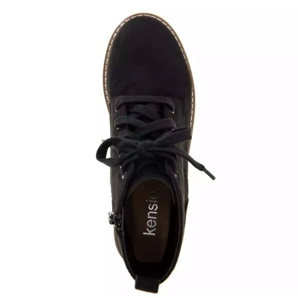 Kensie 9 Boots Kasha Combat Lace Up Zip Vegan Suede Chunky Lug Platform Shoes - Picture 14 of 16